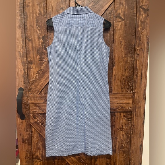Talbots NWT VTG tshirt blue and white‎ plaid button up dress size 4 sleeveless - Picture 6 of 8